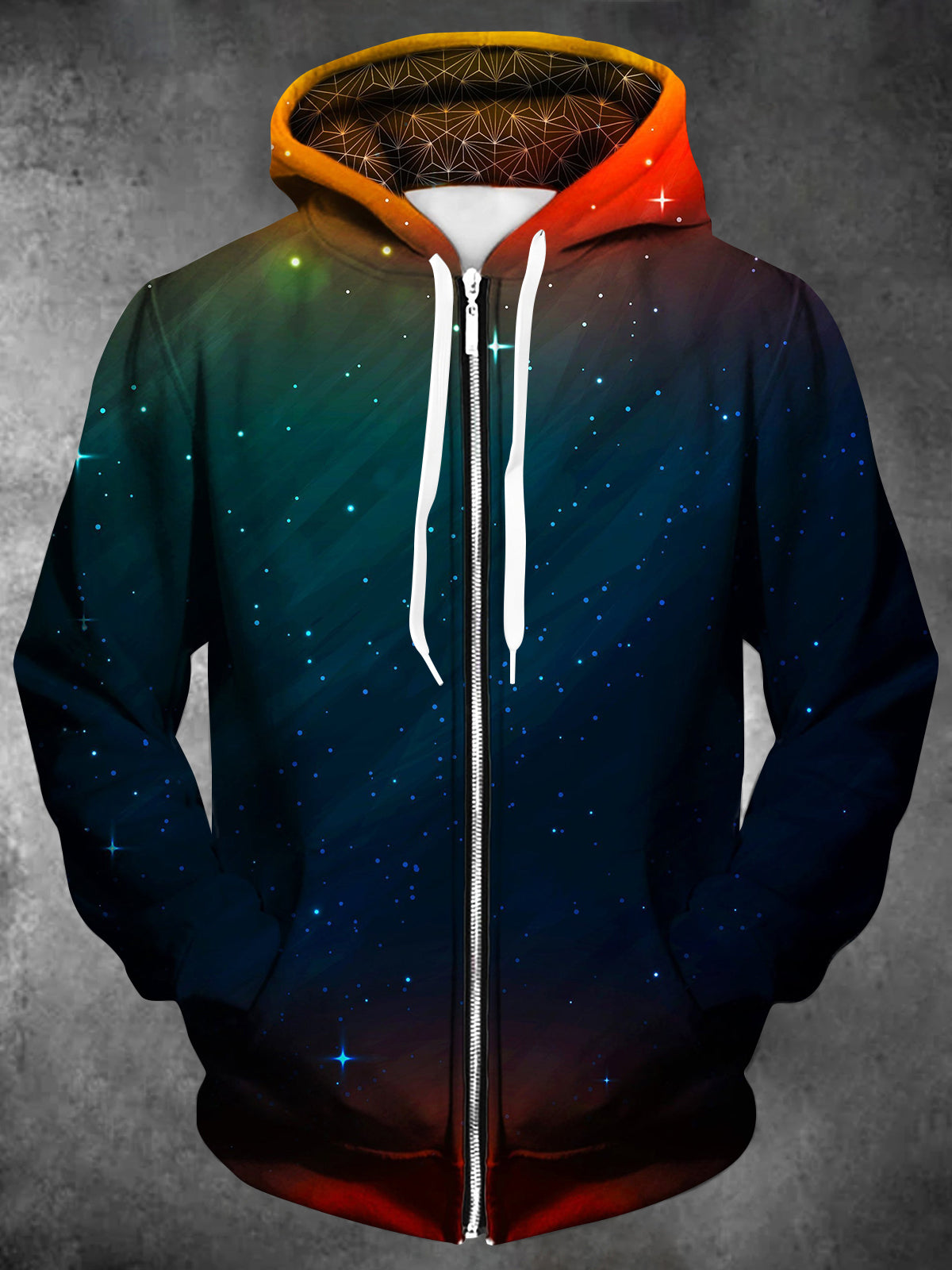 Adaychic Men's Star Gradient Print Long Sleeve Hoodie