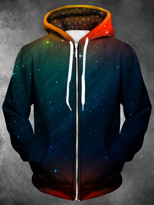Adaychic Men's Star Gradient Print Long Sleeve Hoodie