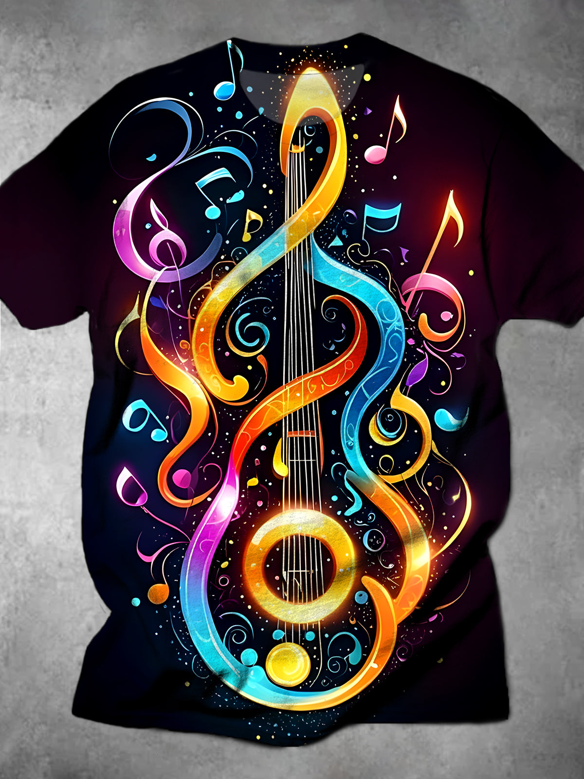 Music Round Neck Short Sleeve Men's T-shirt