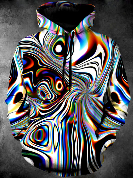 Men's abstract print long sleeve pullover hoodie front view