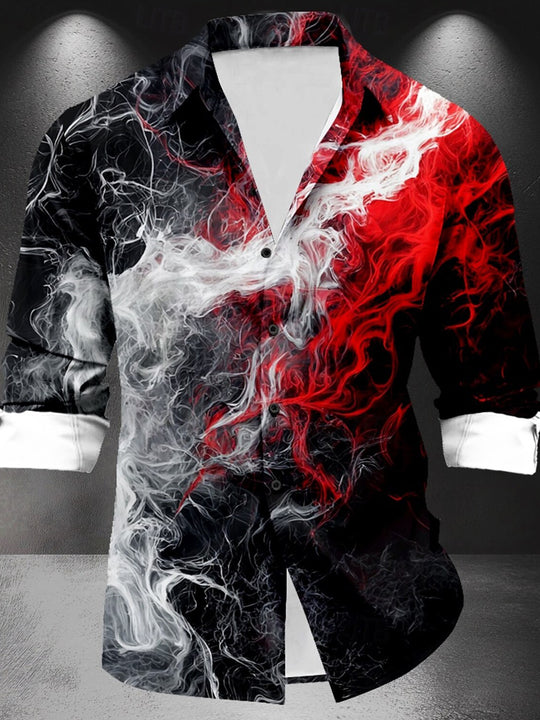 Men's abstract gradient long sleeve shirt front view