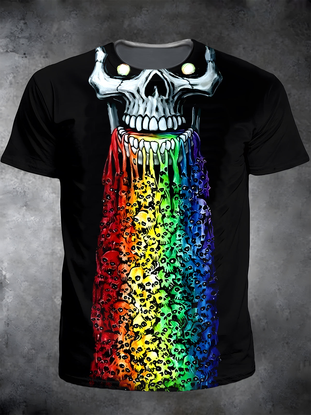 Skull Round Neck Short Sleeve Men's T-shirt