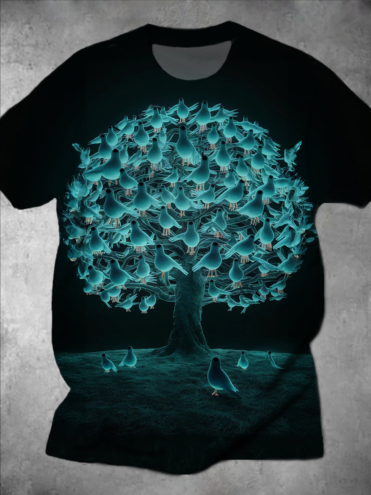 Art Tree Round Neck Short Sleeve Men's T-shirt