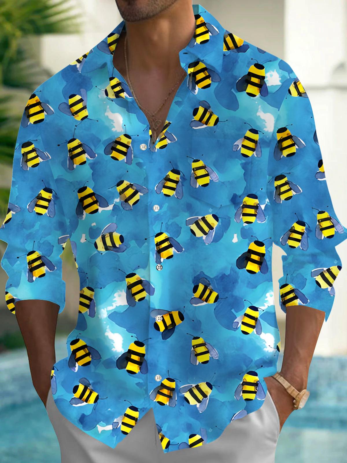 Bee Men's Pocket Long Sleeve Shirts