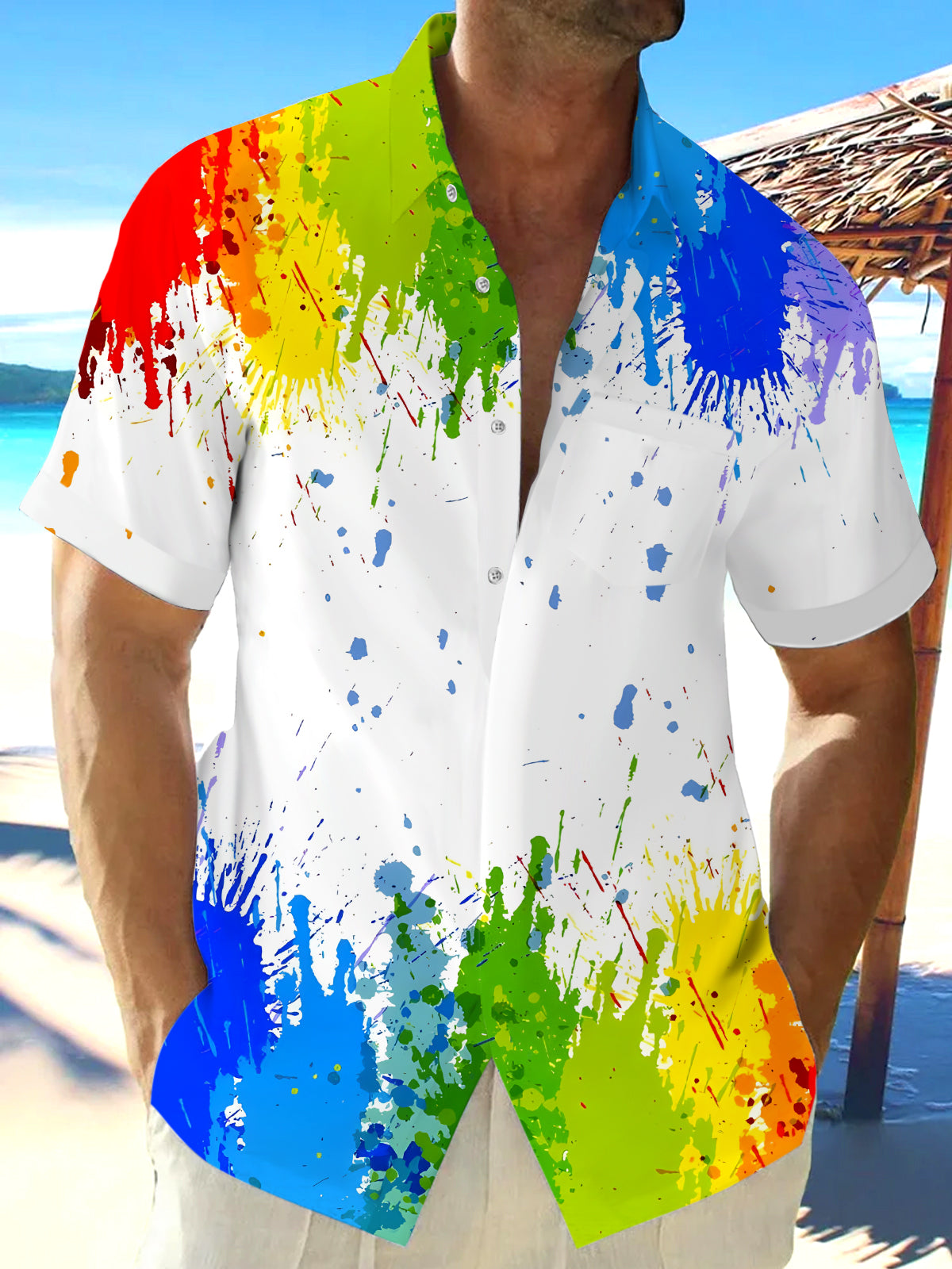 Tie Dye Men's Pocket Short Sleeve Shirts