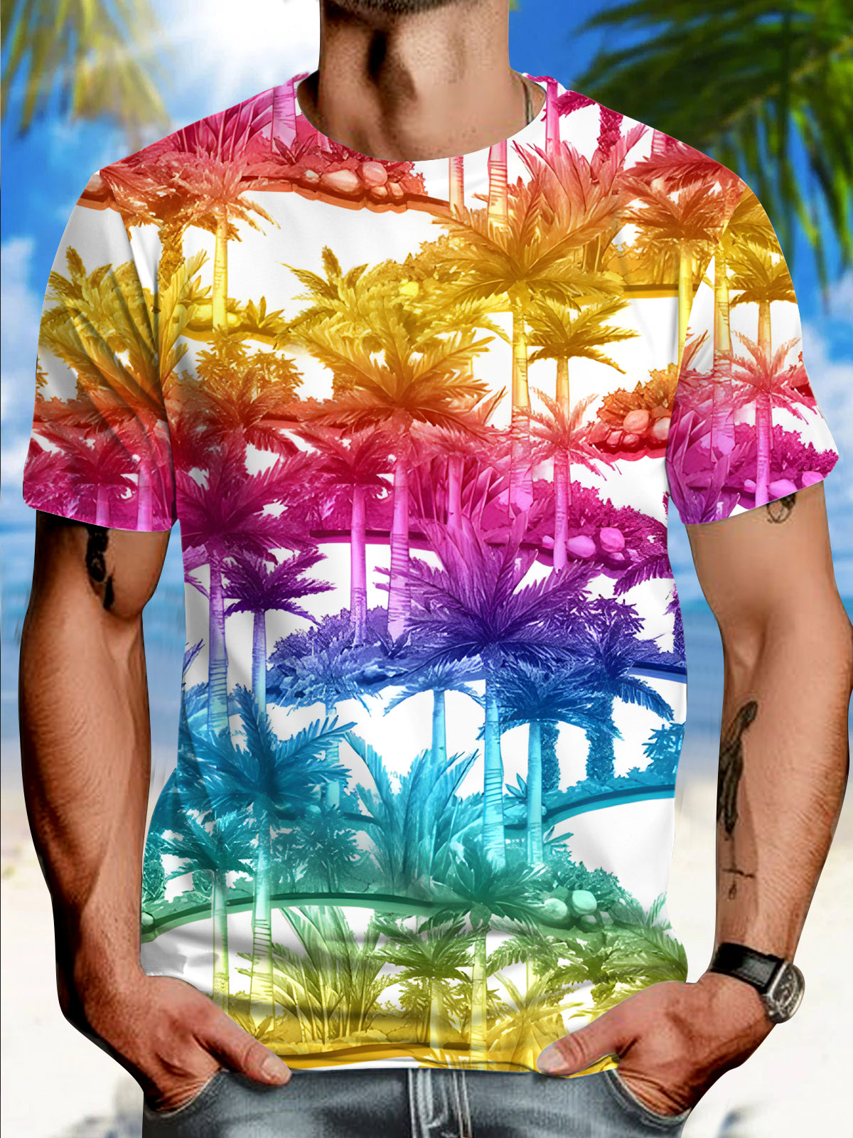 Summer Round Neck Short Sleeve Men's T-shirt