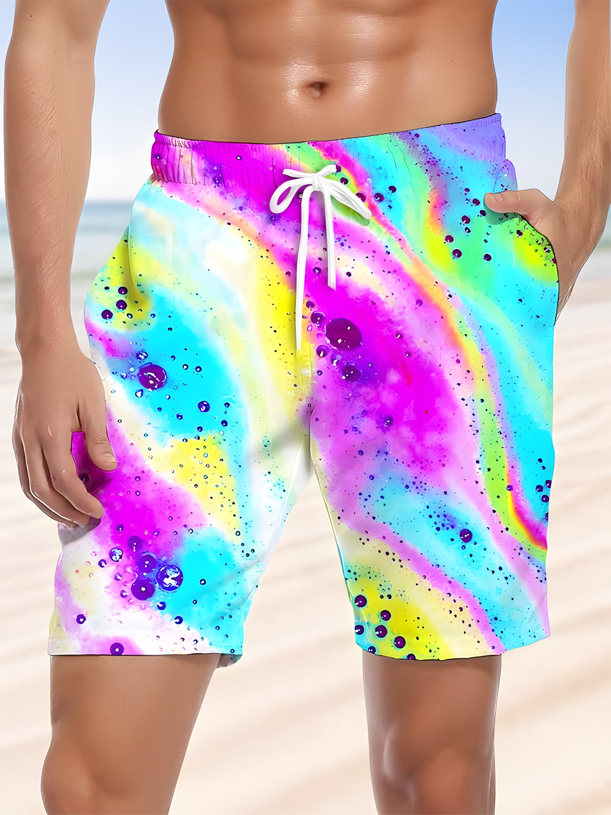 Hawaiian Gradient Print Men's Print Pocket Shorts