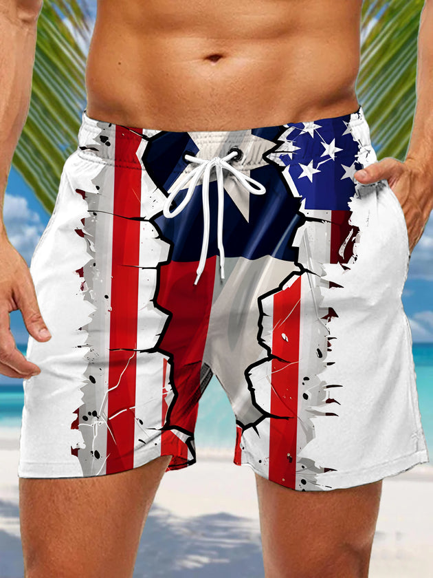 men's American flag print casual pants front view