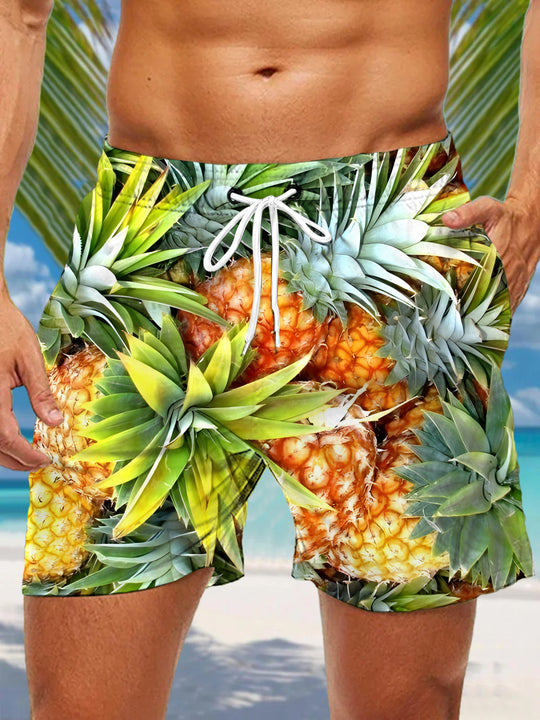 men's pineapple print casual pants front view