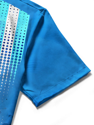 Men's geometric pocket short sleeve shirt detail close-up fabric texture