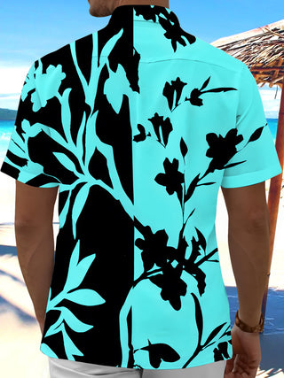 Men's floral short sleeve shirt back view