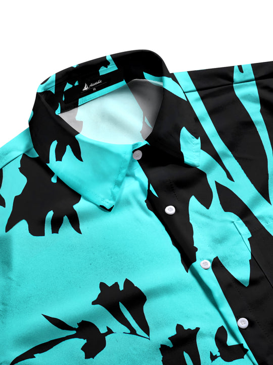 Men's side view tropical floral short sleeve shirt