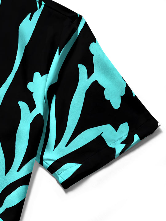 men's floral shirt close-up short sleeve