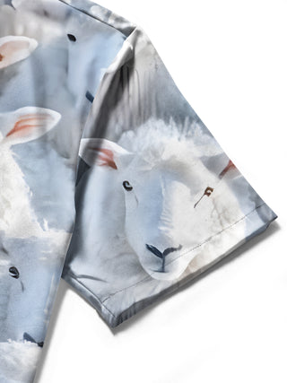 men's printed shirt close-up short sleeve