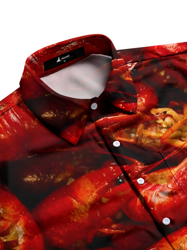 men's 70s print shirt side view
