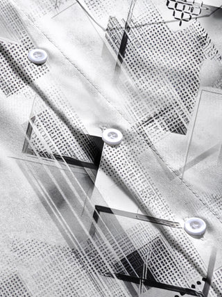 men's geometric pattern short sleeve shirt flat lay view