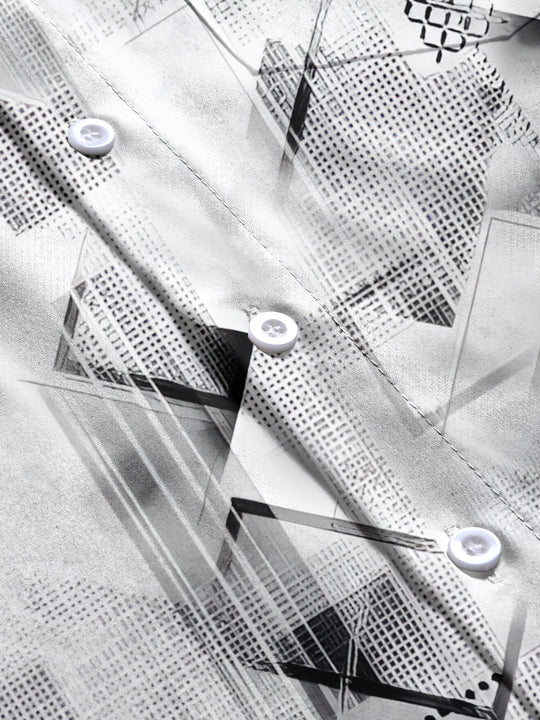 men's geometric pattern short sleeve shirt flat lay view