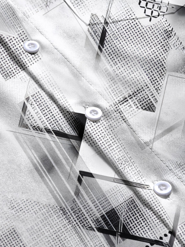 men's geometric pattern short sleeve shirt flat lay view