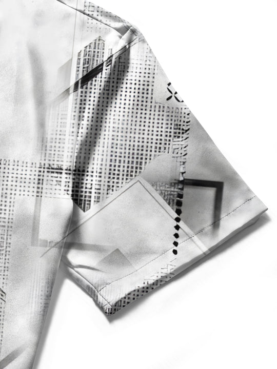 Men's pocket short sleeve shirt stitching detail close-up