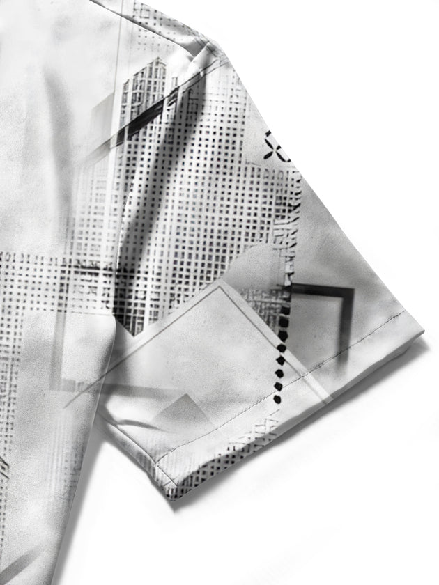 Men's pocket short sleeve shirt stitching detail close-up