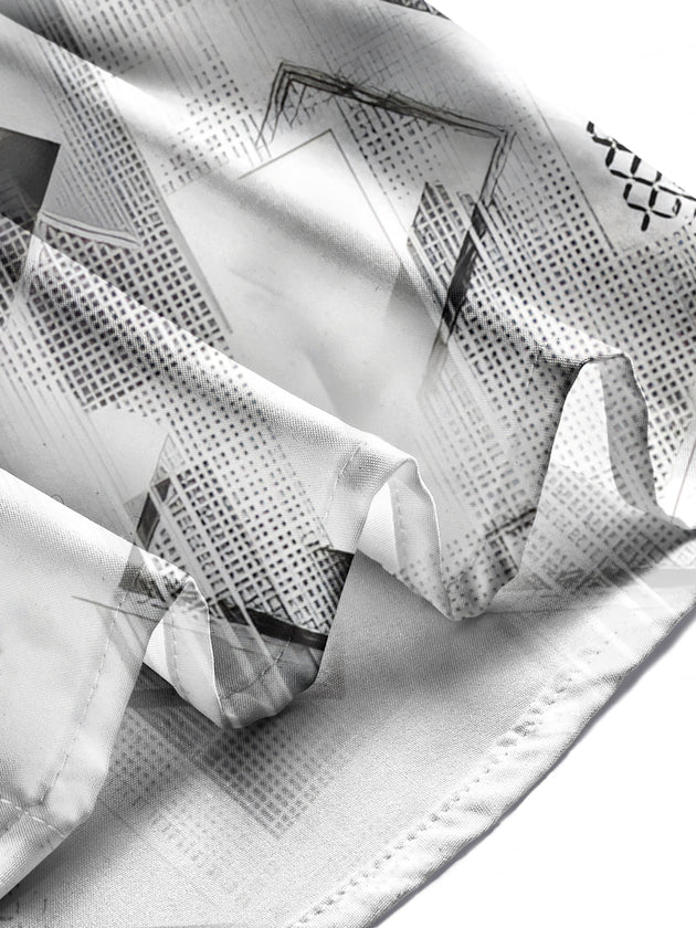 Men's geometric pattern pocket short sleeve shirt side view urban lifestyle