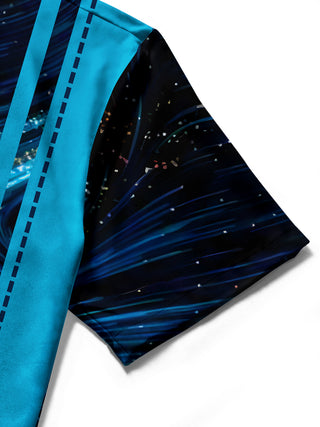 men's abstract print shirt close-up short sleeve