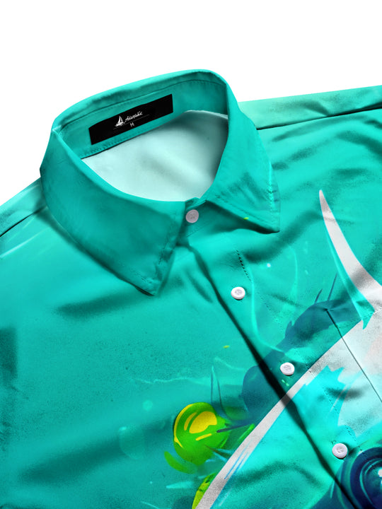 men's sea animal pattern shirt side view