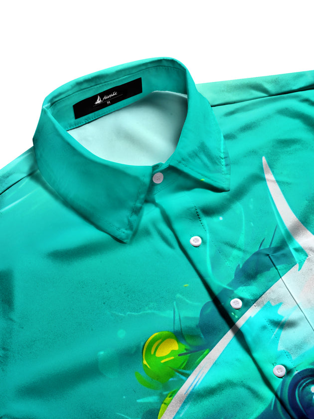 men's sea animal pattern shirt side view