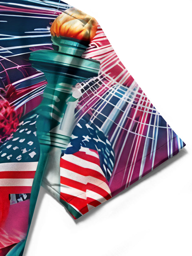 men's printed shirt close-up short sleeve