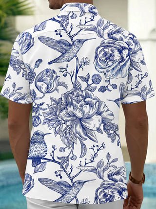 Men's short sleeve floral shirt back view