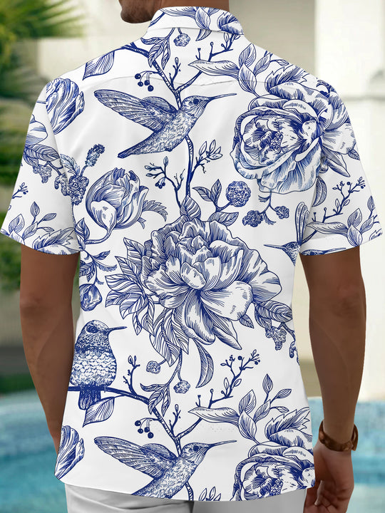 Men's short sleeve floral shirt back view
