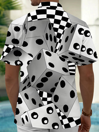 men's dice print short sleeve shirt back view