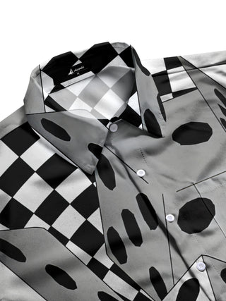 Men's dice print half sleeve shirt side view