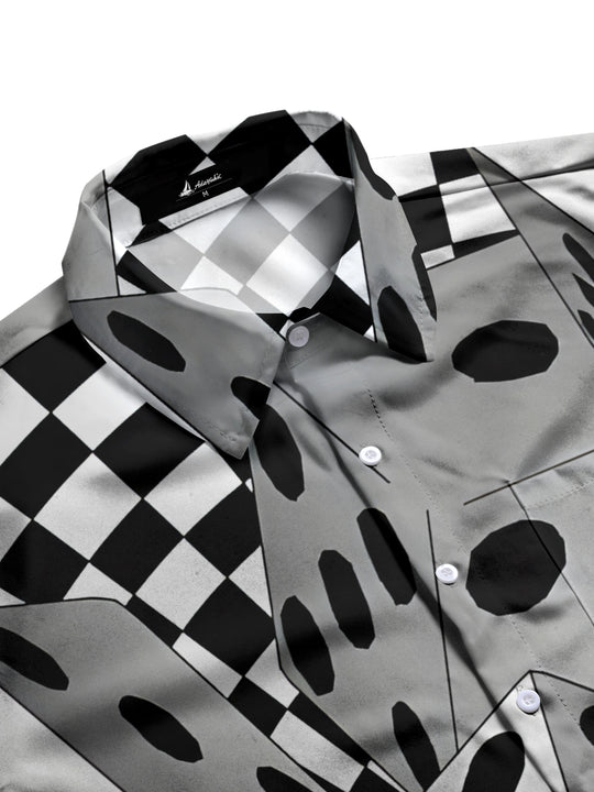 Men's dice print half sleeve shirt side view