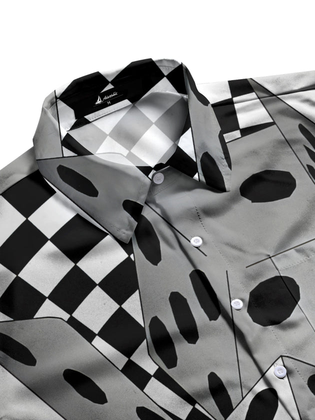 Men's dice print half sleeve shirt side view