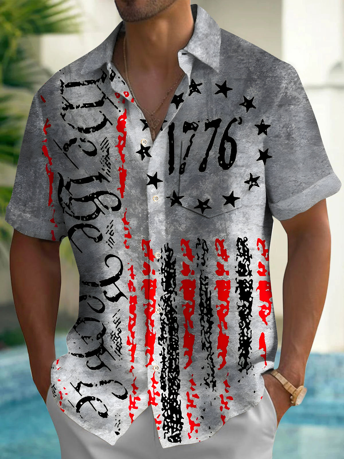 1776 Independence Day Men's Pocket Short Sleeve Shirts