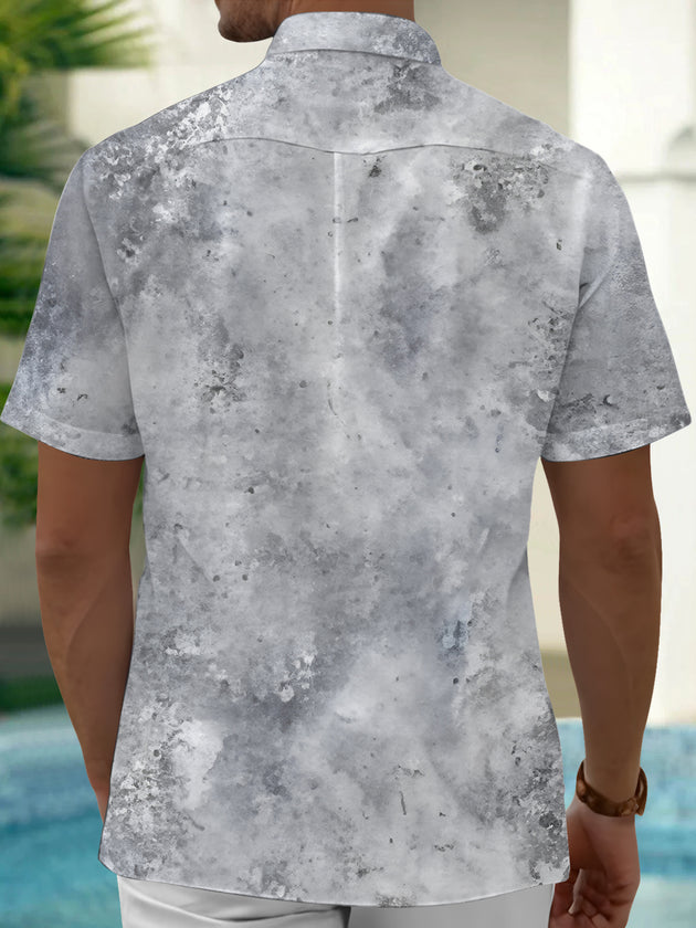 men's blue shirt back view
