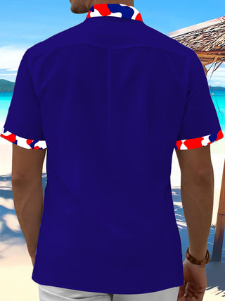 men's blue shirt back view