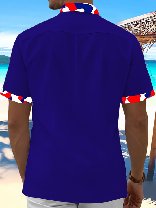 men's blue shirt back view
