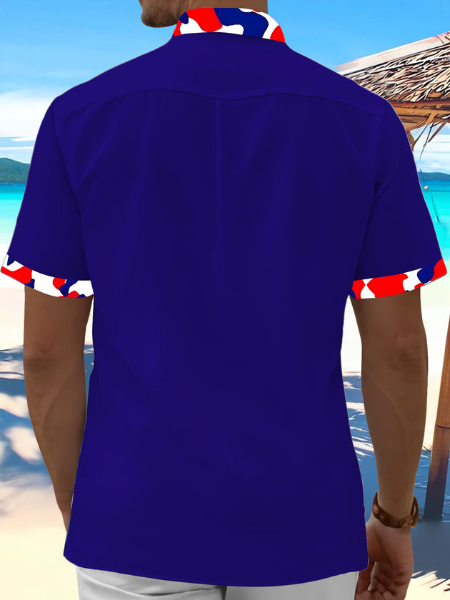 men's blue shirt back view