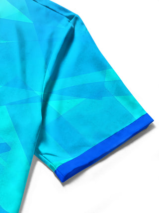 Men's geometric print short sleeve shirt flat lay view