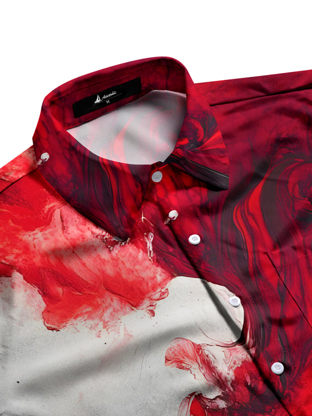 Men's side view geometric gradient print pocket short sleeve shirt