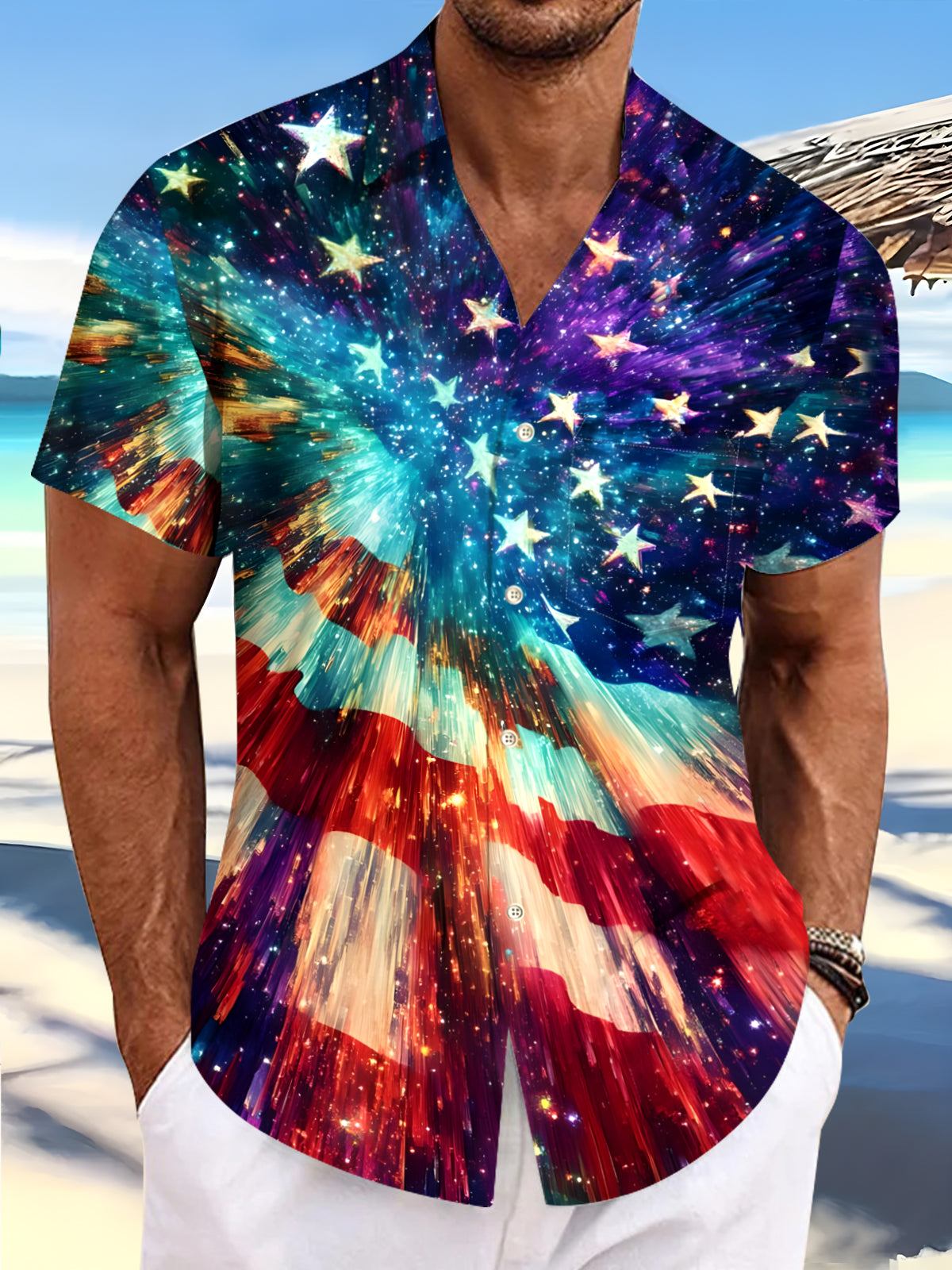 Independence Day Men's Pocket Short Sleeve Shirts