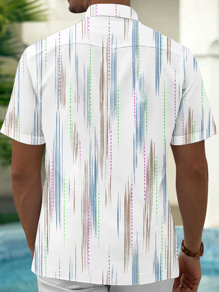 Men's Hawaiian coconut tree short sleeve shirt back view