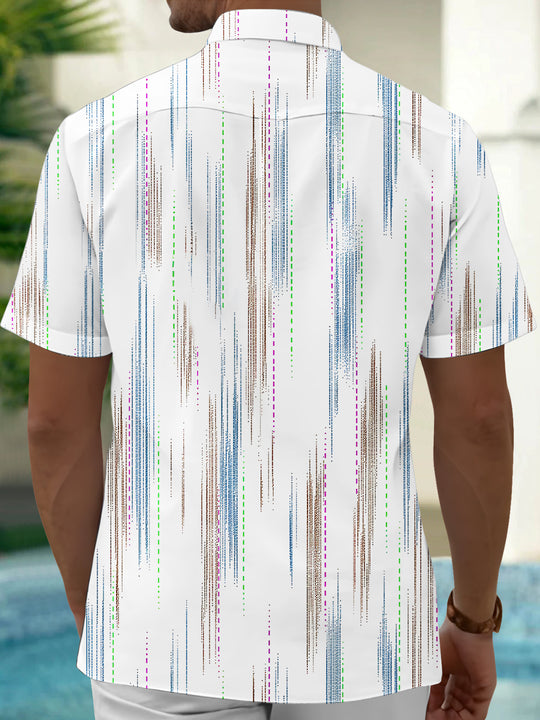 Men's Hawaiian coconut tree short sleeve shirt back view