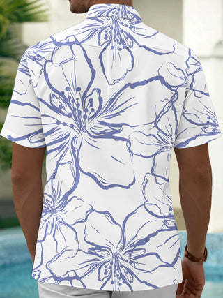 Men's floral short sleeve shirt back view