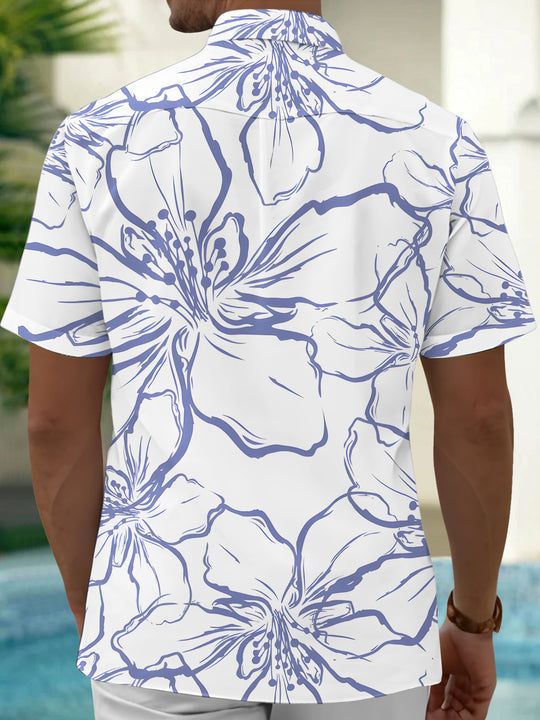 Men's floral short sleeve shirt back view
