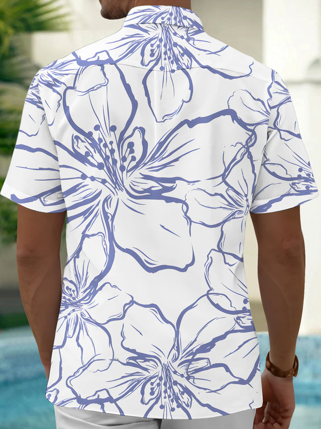 Men's floral short sleeve shirt back view