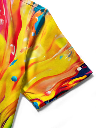 men's tie dye shirt close-up short sleeve