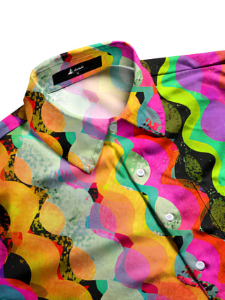Men's Geometry tie-dye half sleeve pocket shirt side view